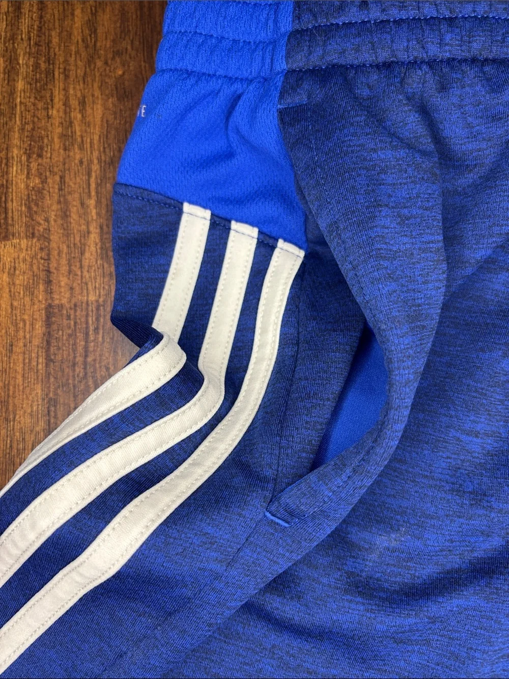 adidas Royal Blue Boys Athletic Shorts with White Stripes